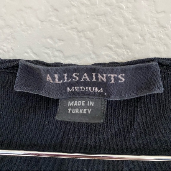 All Saints V Neck Raw Hem Top - Picture 2 of 4